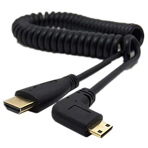 Mini-HDMI zu HDMI, Mini-HDMI-Stecker auf HDMI-Stecker, Konverterkabel, rechter und linker Winkel, Mini-HDMI-Kabel, unterstützt 1080P Full HD (Spiralkabel, linker Winkel) von Herfair