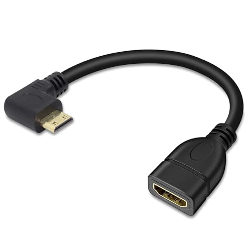 Herfair Mini-HDMI zu HDMI Adapterkabel - 90 Grad Winkel, unterstützt 1080P Full HD Auflösung für Laptop, Camcorder, Kamera und mehr von Herfair