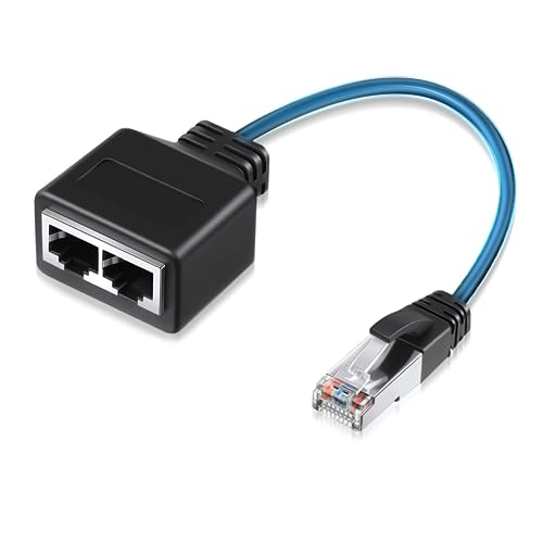 RJ45 Ethernet Kabel Splitter, Netzwerkadapter, 1 Stecker auf 2 Buchsen, LAN, Ethernet, geeignet für Super Cat5, Cat5e, Cat6, Cat7 (RJ45 Kabel-Splitter) von Herfair