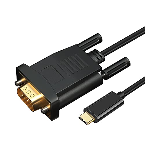 USB C auf VGA Kabel 1080p mit vergoldeten Steckern, USB C VGA Adapter nicht VGA auf USB C für MacBook, Surface Book, Dell XPS, Pixelbook, Lenovo, Samsung, Monitor und mehr (1.8) von Herfair