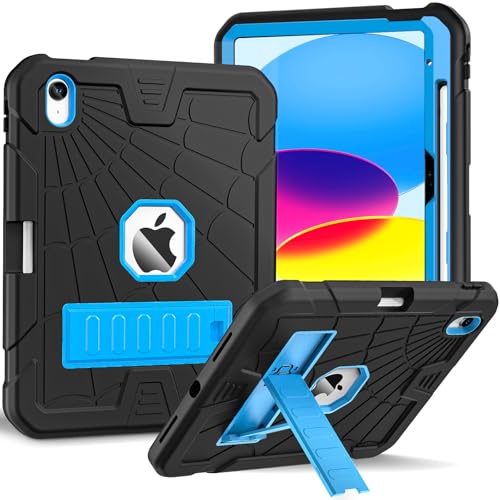 HERIZE Hülle für iPad 10 Generation 2022 10.9 Zoll, Tablet Schutzhülle für iPad 10 Generation Hülle, Robuste Stoßfeste Schutzhülle mit Stifthalte ipad hülle 10. Generation, Schwarz&Blau von Herize