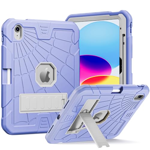 Herize iPad Tasche 10. Gen 2022 mit integriertem Pencil-Zylinder |10,9-Zoll iPad 10. Gen Kinderschutzhülle |Robuste, sturzsichere Silikon-Stoßstangenhülle für iPad 10 Gen A2757 A2777 A2696 |Lila von Herize