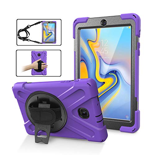 Schutzhülle für Samsung Galaxy Tab (robust, stoßfest, mit 360 Grad drehbarem Ständer, Handschlaufe und Schultergriff) violett Galaxy Tab A 8.0 Case von Herize