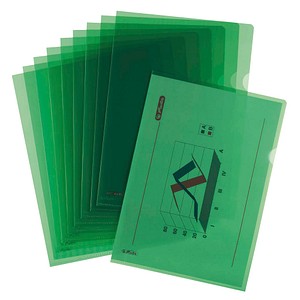 10 herlitz Sichthüllen Aktenhülle DIN A4 grün genarbt 0,19 mm von Herlitz