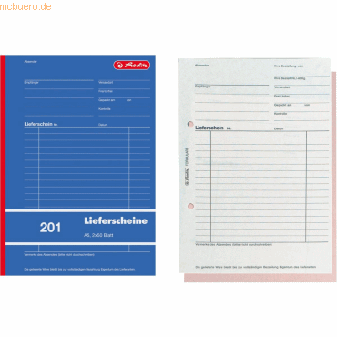 10 x Herlitz Formularbuch Lieferschein A5 201 2x50 Blatt von Herlitz