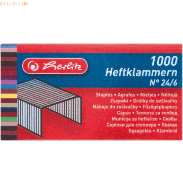 10 x Herlitz Heftklammern 24/6 VE=1000 Stück 10 x Herlitz Heftklammern 24/6 VE=1000 Stück von Herlitz