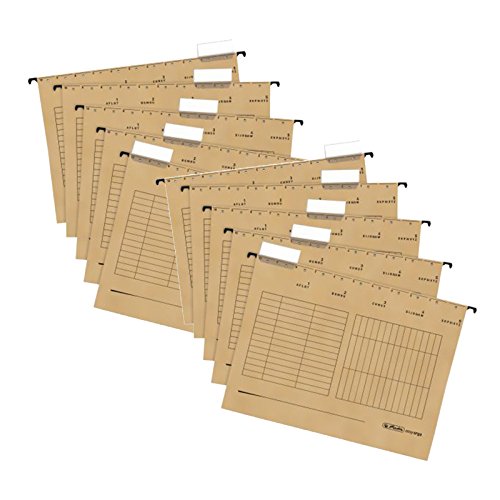 10er Set Herlitz 5874458 Hängemappe A4 UniReg farbig braun zu 5er im Polybeutel Kraftkarton, 230 g/qm (Hängemappe | 10er Set, braun) von Herlitz