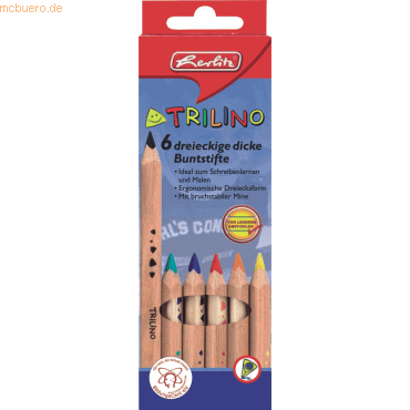 12 x Herlitz Buntstifte Jumbo dreieck unlackierten Zendernholz VE= 6 S von Herlitz