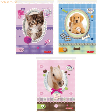 20 x Herlitz Notizblock A6 46 Blatt kariert Pretty Pets 3 Motive von Herlitz