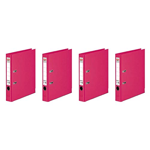 4er Packung Herlitz Ordner maX.file protect+ A4 Voll-PP-Folienbezug Wechselfenster (pink schmal, 4) von Herlitz