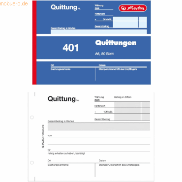 5 x Herlitz Formularbuch Quittung A6 401 50 Blatt 5 x Herlitz Formularbuch Quittung A6 401 50 Blatt von Herlitz