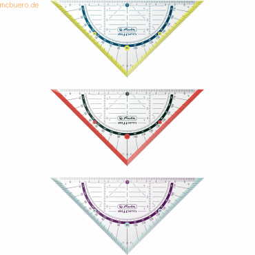 9 x Herlitz Geometrie-Dreieck my.pen 16cm Kunststoff farbig sortiert von Herlitz