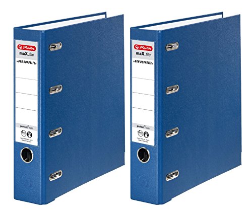 Doppelpack Herlitz 10842276 Doppelordner maX.file protect A4 blau FSC Mixed (2 Stück, blau) von Herlitz