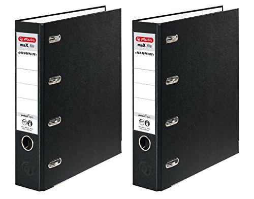 Doppelpack Herlitz 10842276 Doppelordner maX.file protect A4 schwarz FSC Mixed (2 Stück, schwarz) von Herlitz
