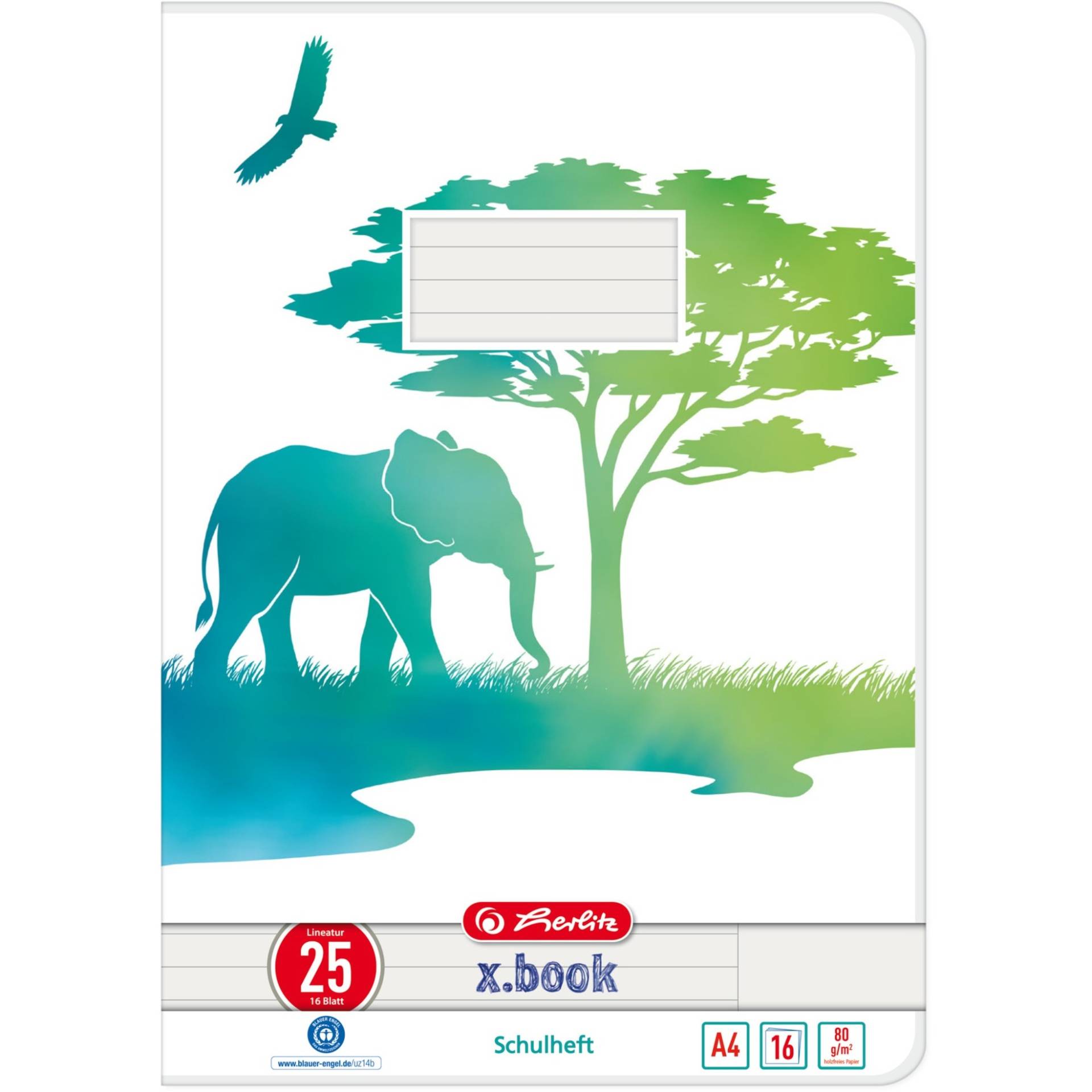 Heft A4 16 Blatt Lineatur 25 GREENline Elefant von Herlitz
