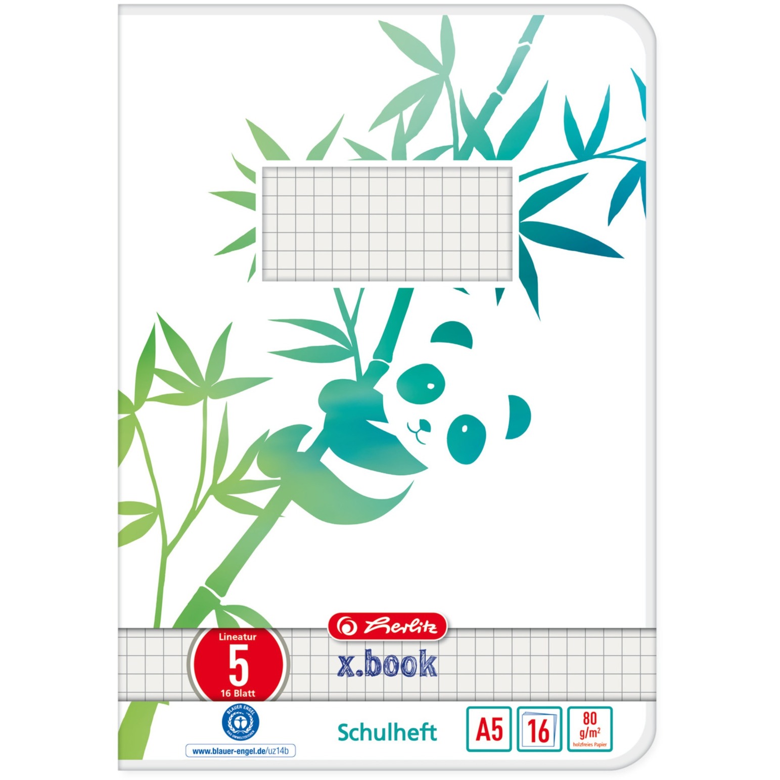 Heft A5 16 Blatt Lineatur 05 GREENline Panda Heft A5 16 Blatt Lineatur 05 GREENline Panda von Herlitz