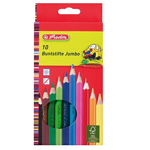 Herlitz Jumbo Buntstifte, lackiert, 10 Farben sortiert von Herlitz