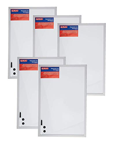 Herlitz 10524627 Whiteboard und Magnettafel (silbernen Holzrahmen, 40 x 60cm) weiß (5 Stück) von Herlitz