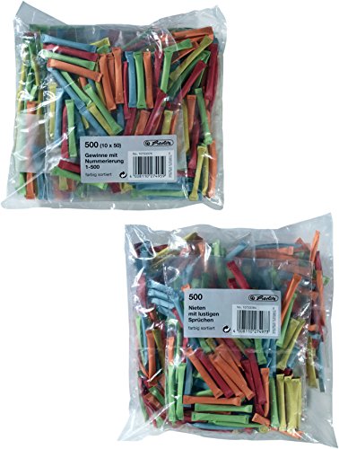 Herlitz 10733376 Gewinnlose mit Nummerierung 1-500, sortierte Farben/Kombi-Set (500 Gewinne + 500 Nieten) von Herlitz