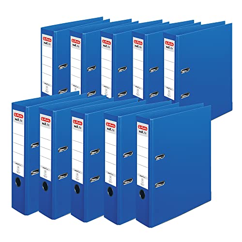 Herlitz 10834331 Ordner maX.file protect+, A4, Rückenbreite: 8cm, Voll-PP-Folienbezug, blau, 10 Stück von Herlitz