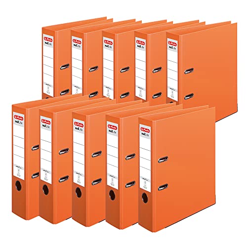 Herlitz 10834471 Ordner maX.file protect+, A4, Rückenbreite: 8cm, Voll-PP-Folienbezug, orange, 10 Stück von Herlitz