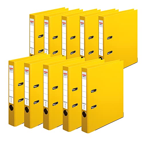 Herlitz 10834778 Ordner maX.file protect+, A4, Rückenbreite: 5cm, Voll-PP-Folienbezug, gelb, 10 Stück von Herlitz