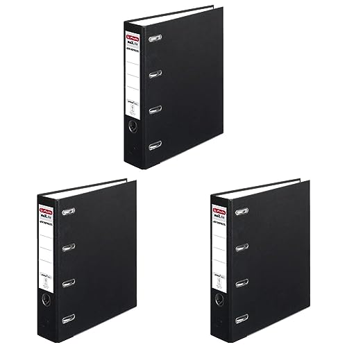 Herlitz 10842250 Doppelordner maX.file protect A4, Farbe schwarz, FSC Mixed (Packung mit 3) von Herlitz