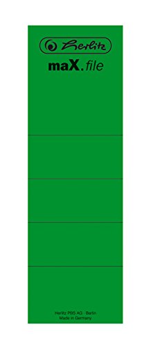 Herlitz 11000429 Rückenschild 60 x 190 mm, selbstklebend, 10 Stück im Polybeutel, grün von Herlitz