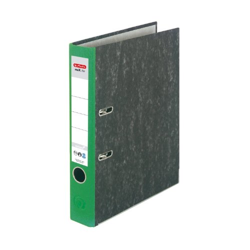 Herlitz 11012390 Ordner maX.file nature A4 5cm grün, Wolkenmarmorbezug/Papier grau, 5er Packung von Herlitz