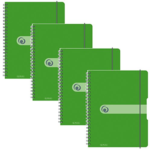 Herlitz 11293073 Spiralblock A4 to go, Holzfreies Papier, 80 Blatt (4er Pack A4, grün) von Herlitz