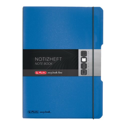 Herlitz 11361441 Notizheft (A4, PP-Wechselcover mit Verschlußgummi, 80g/m²) 80 Blatt blau von Herlitz