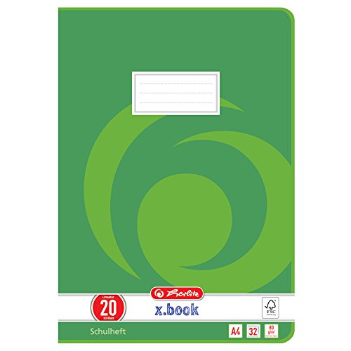 Herlitz 340208 Heft A4, 32 Blatt, Lineatur 20, FSC Mix, 5 Stück von Herlitz