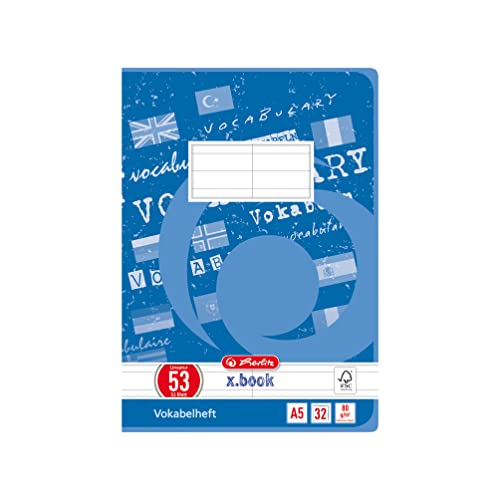 Herlitz 415588 Vokabelheft A5, 32 Blatt, Lineatur 53, FSC Mix, 5 Stück von Herlitz