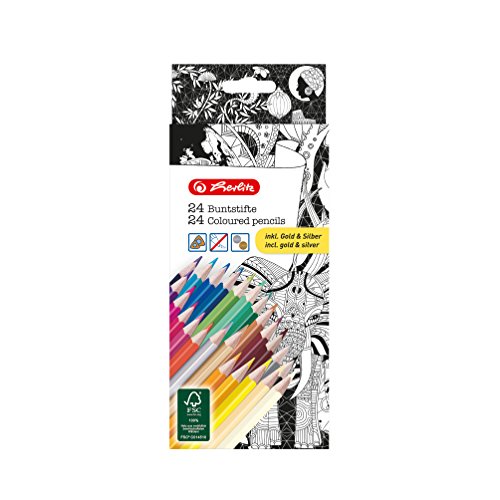 Herlitz 50007479 Dreikantbuntstifte inklusive der Farben gold und silber, lackiert, aus FSC Holz, 24 Stück Herlitz 50007479 Dreikantbuntstifte inklusive der Farben gold und silber, lackiert, aus FSC Holz, 24 Stück von Herlitz