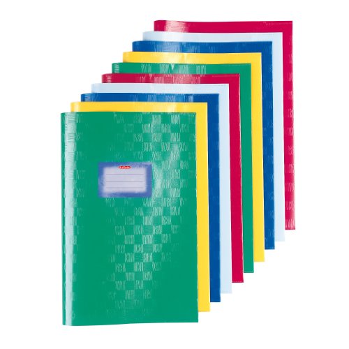 Herlitz 5204003 10er Packung Hefthüllen, A4, PP, Baststruktur, 100 my, farbig sortiert von Herlitz