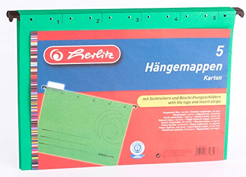 Herlitz 5874680 Hängemappe A4 UniReg grün 5er Kraftkarton, 230 g/qm von Herlitz