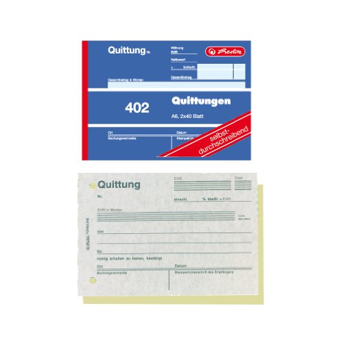 Herlitz 7876147 Quittungsblock A6 402 2x40 Blatt, 4er Packung, selbstdurchschreibend von Herlitz