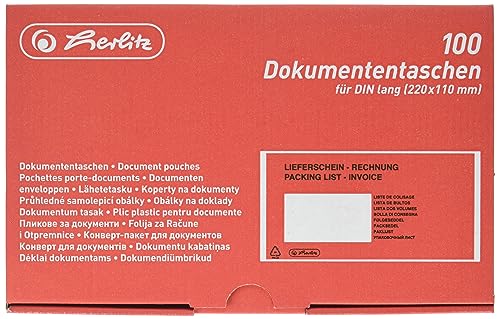 Herlitz 792705 Dokumententasche DL 100er Packung selbstklebend, rot/schwarz von Herlitz