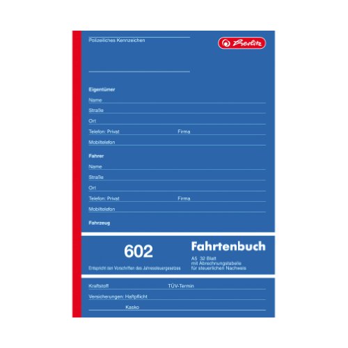 Herlitz 840637 Fahrtenbuch A5 602 32 Blatt von Herlitz