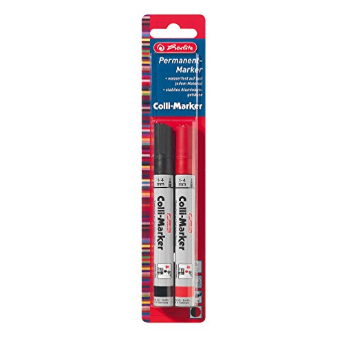 Herlitz 8665705 Colli Marker 1-4 sortiert, 2 Stück, schwarz/rot von Herlitz