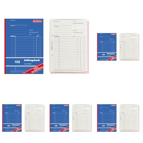 Herlitz 880534 Auftragsbuch A5 103 3x40 Blatt selbstdurchschreibend (Packung mit 5) von Herlitz