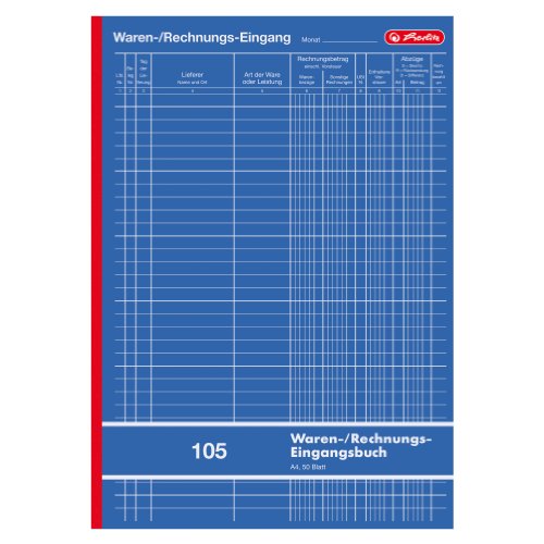 Herlitz 884403 Wareneingangsbuch 105, A4 50 Blatt von Herlitz