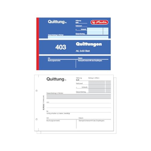 Herlitz 886614 Quittungsblock A6, 2 x 50 Blatt mit Kohlepapier, 10 Stück Herlitz 886614 Quittungsblock A6, 2 x 50 Blatt mit Kohlepapier, 10 Stück von Herlitz