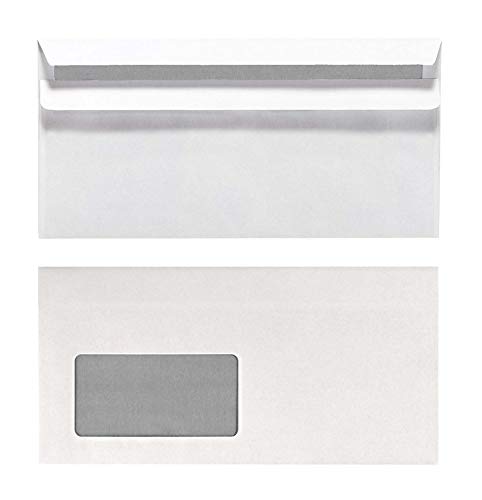 Herlitz Briefumschlag DIN Lang, Selbstklebend mit Fenster, 100 Stück mit Innendruck in Folienpackung, eingeschweißt, weiß (5x 100 Stück) von Herlitz