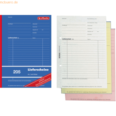 Herlitz Formularbuch Lieferschein A5 205 3x40 Blatt selbstdurchschreib von Herlitz