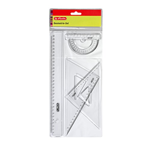 Herlitz Geometrie-Set, 4-teilig, Kunststoff, Klarsichtpackung von Herlitz