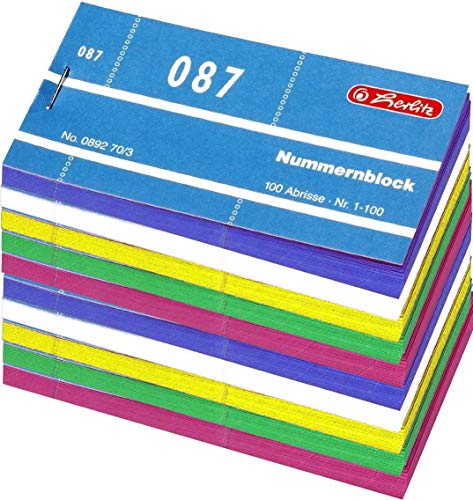 Herlitz Nummernblöcke 3x 1-1000 Nummer 1-1000 30x100 Abrisse (sortiert) von Herlitz