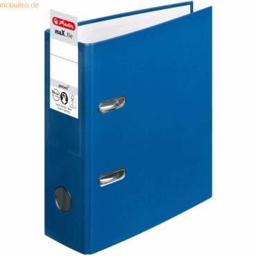 Herlitz Ordner Kunststoff A5 hoch maX.file protect 75mm blau von Herlitz