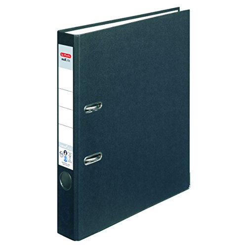 Herlitz Ordner maX.file nature plus, Spezialpapierbezug, Kantenschutz, standfest, A4 5 cm, schwarz von Herlitz