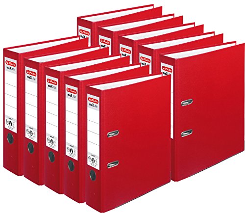 Herlitz Ordner maX.file protect A4, 8 cm breit (10er Pack, rot) von Herlitz